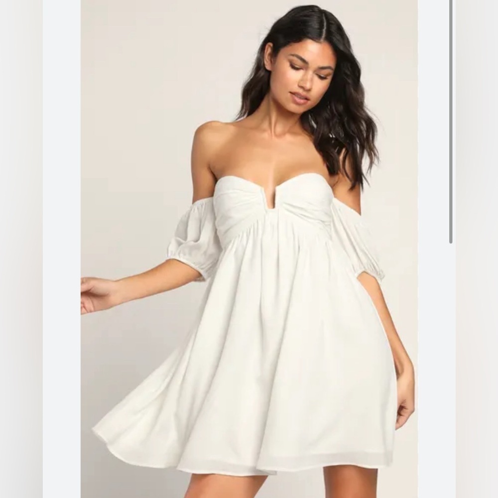 Lulu's White Off-Shoulder Mini Dress